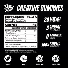 Tasty Gains Creatine Gummies different angle, portable packaging for gym use.