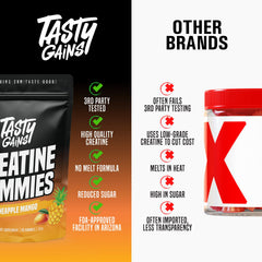 TASTY GAINS Creatine Gummies used during gym routine for flexible support.