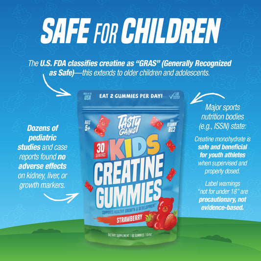 TASTY GAINS gummies close-up—soft chew texture makes taking easy.