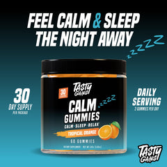 TASTY GAINS Magnesium Gummies label close-up with clean ingredients for mindful snacking