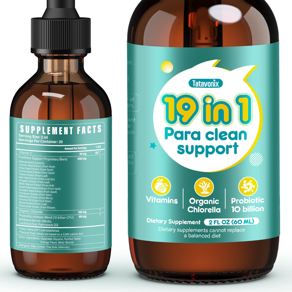 Tatavonix 19-in-1 bottle displayed for gentle family gut cleanse.