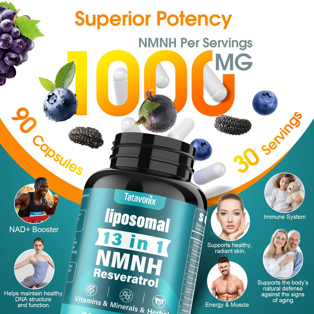 Tatavonix NMNH bottle back with supplement details and usage guidance.