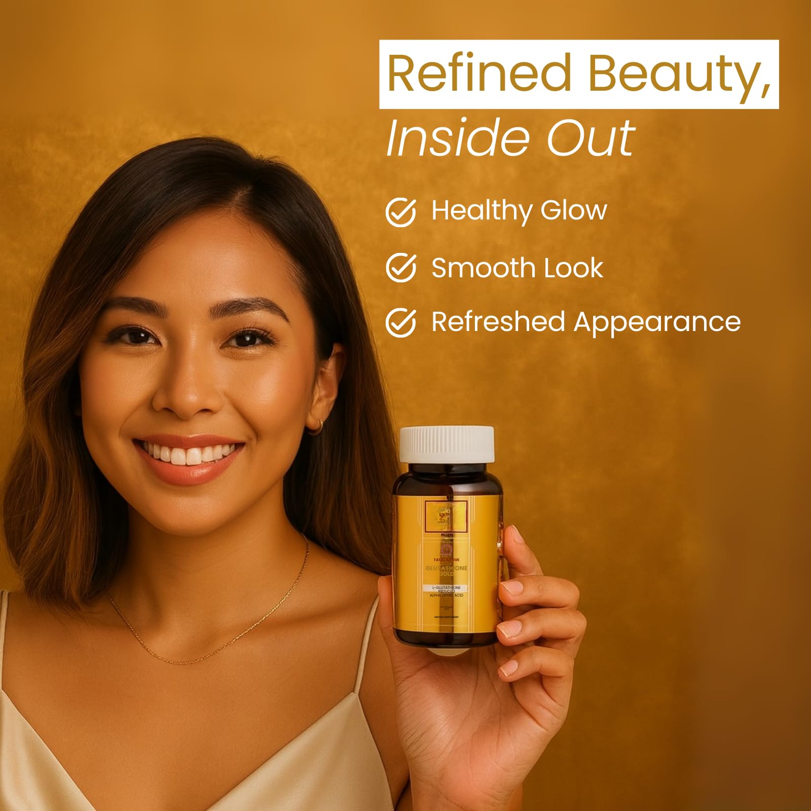 Ingredients panel featuring collagen and plant stem cell extract in Tatiomax New Gold