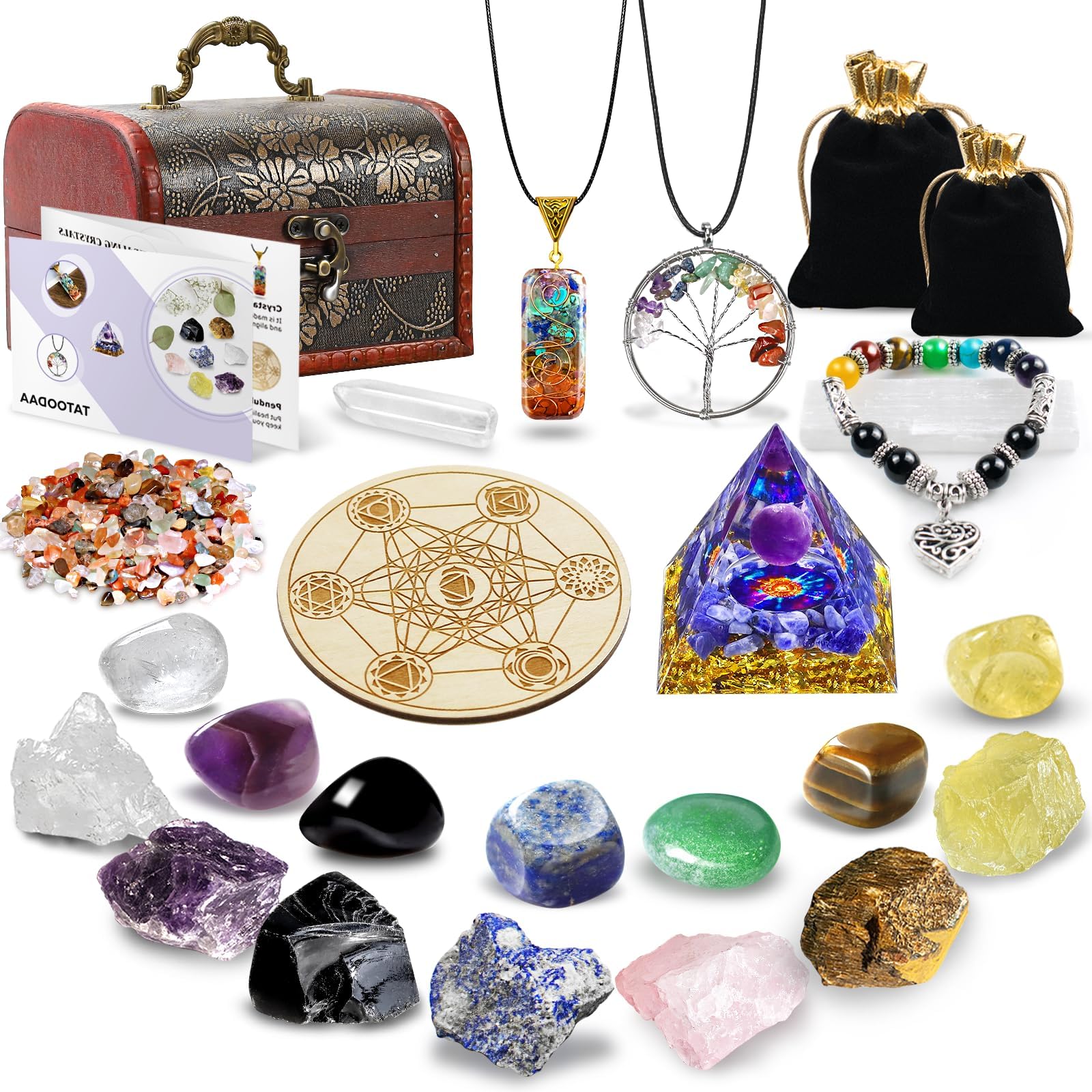 TATOODAA 7 chakra stones for balanced energy during meditation