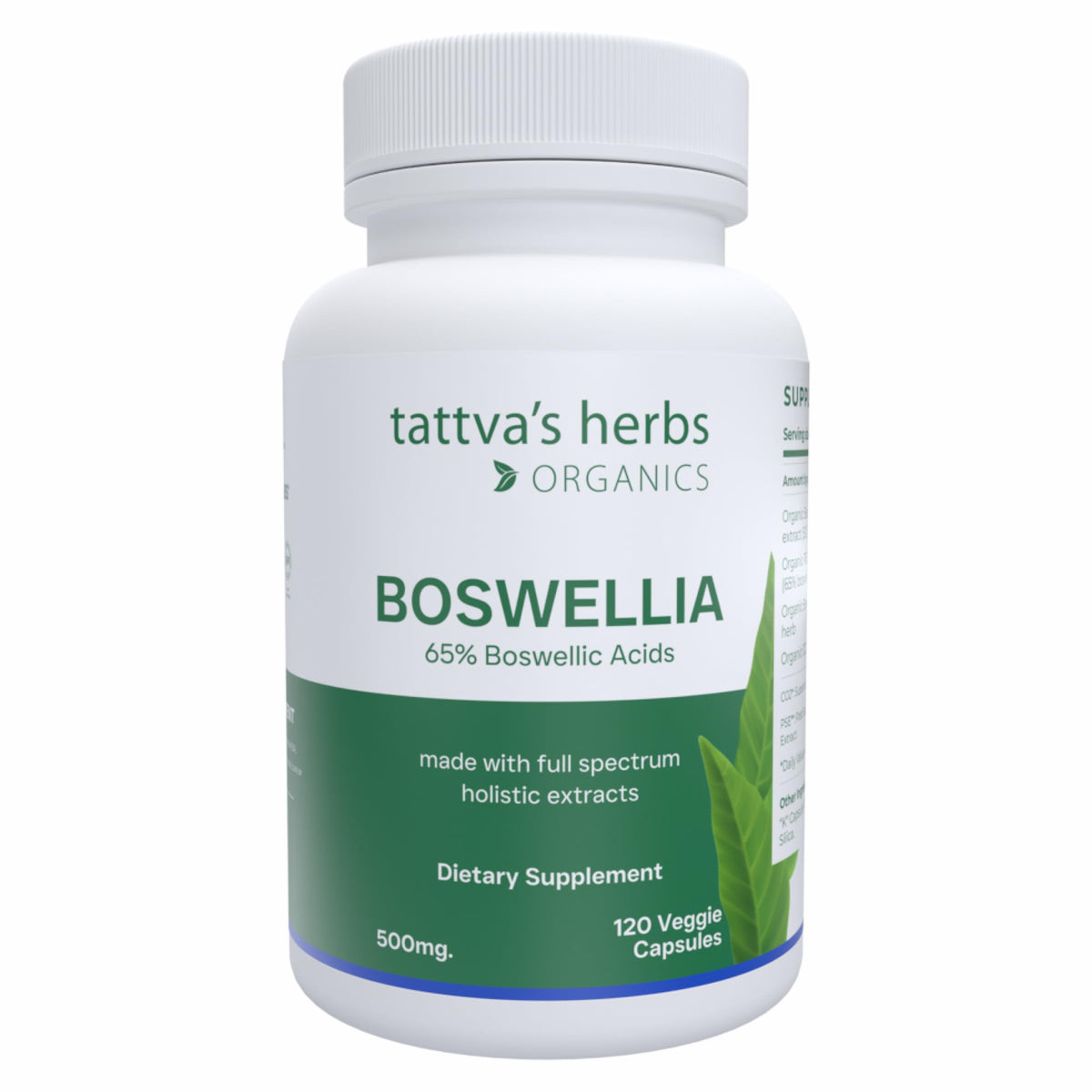 Tattva's Herbs Boswellia Serrata bottle pour shows potential joint support.