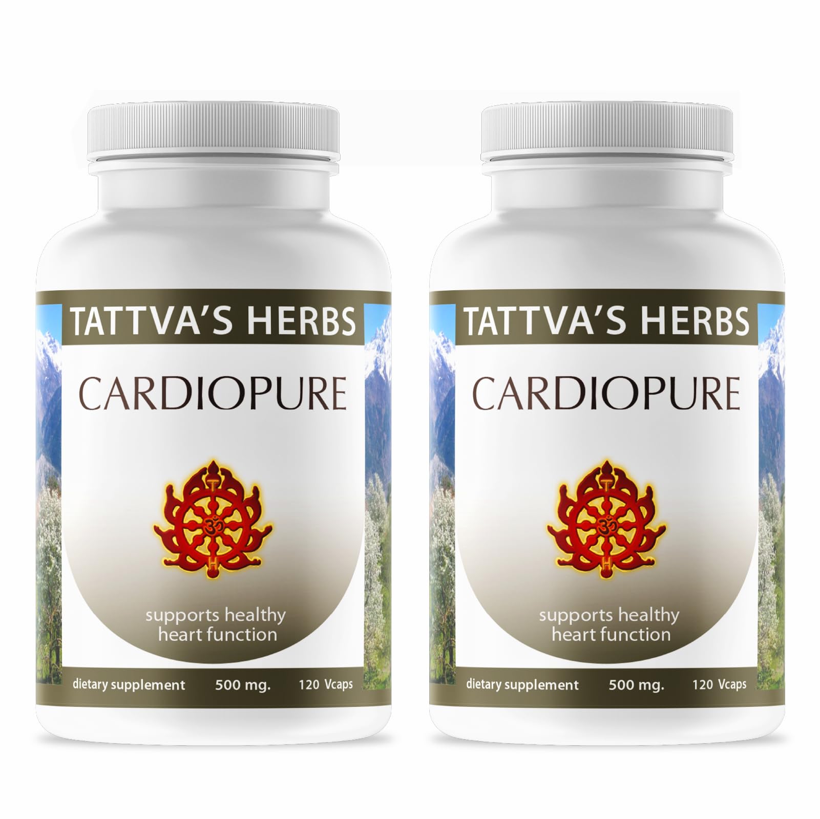 Tattva's Cardiopure capsules bottle with 240 veggie capsules for daily balance.