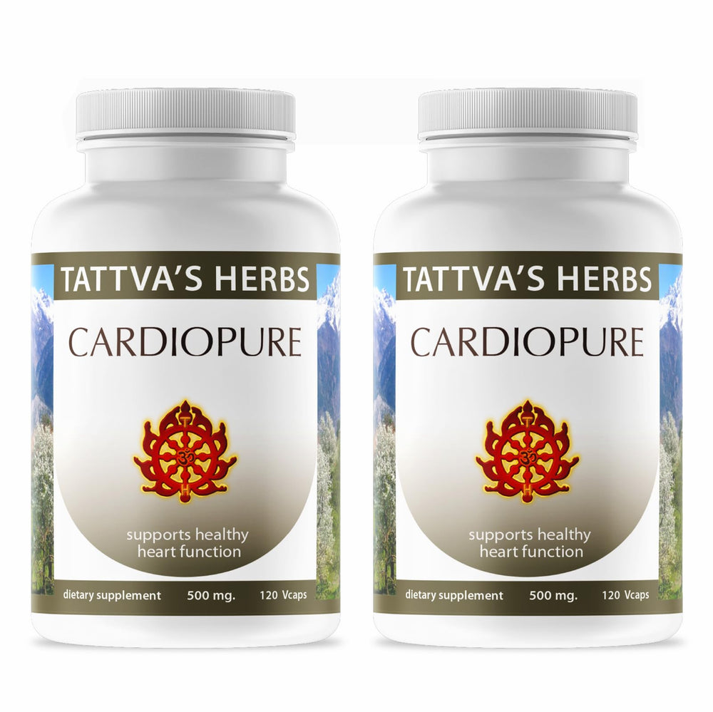 Tattva's Cardiopure capsules bottle with 240 veggie capsules for daily balance.