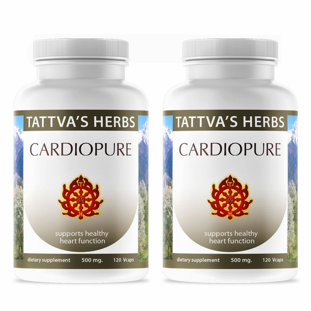 Tattva's Cardiopure capsules bottle with 240 veggie capsules for daily balance.