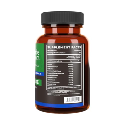 Cardiopure capsules in a bottle highlighting Ayurvedic blend for balance