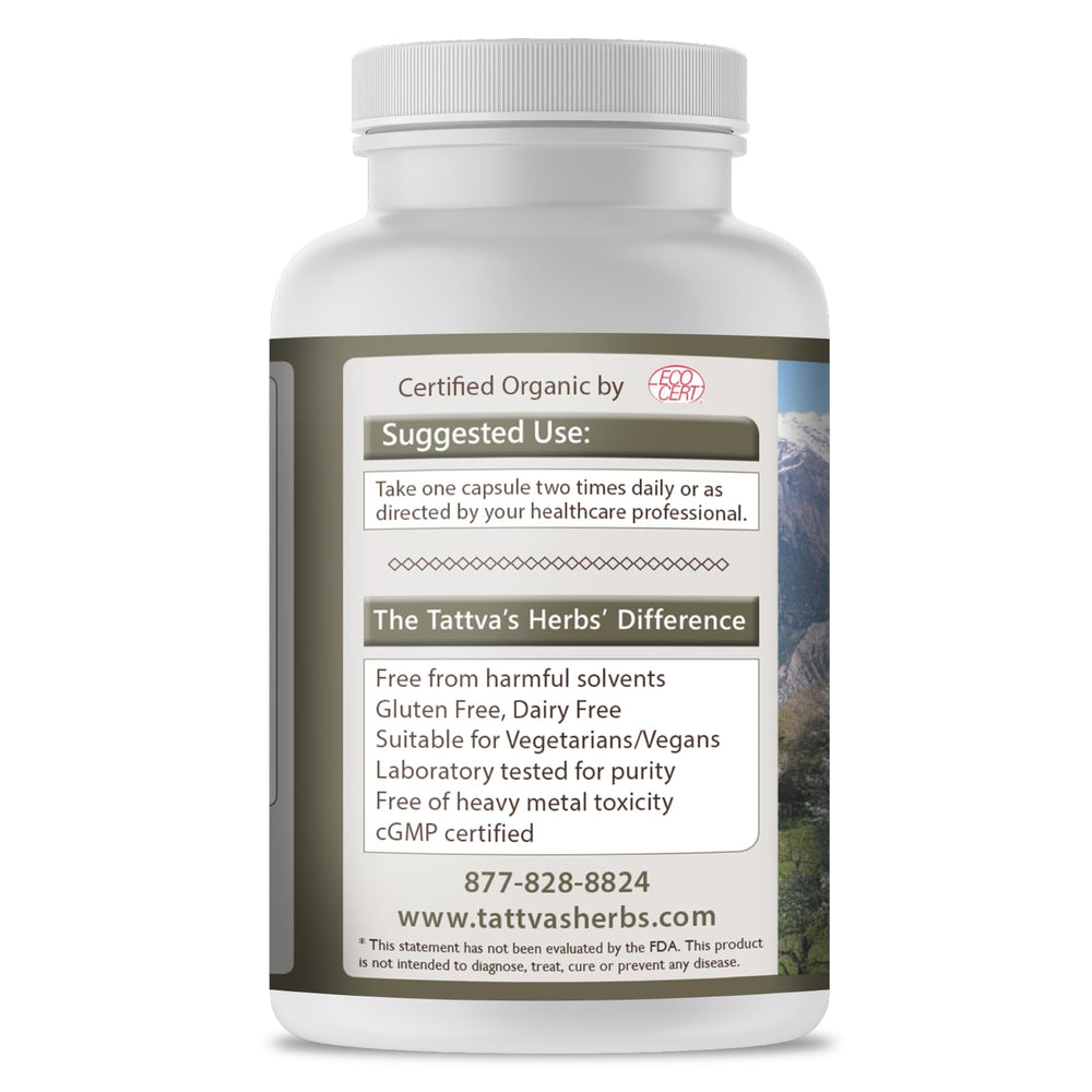 Tattva's Herbs Non-GMO label – commitment to purity and clear packaging.