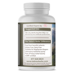 Tattva's Herbs Non-GMO label – commitment to purity and clear packaging.