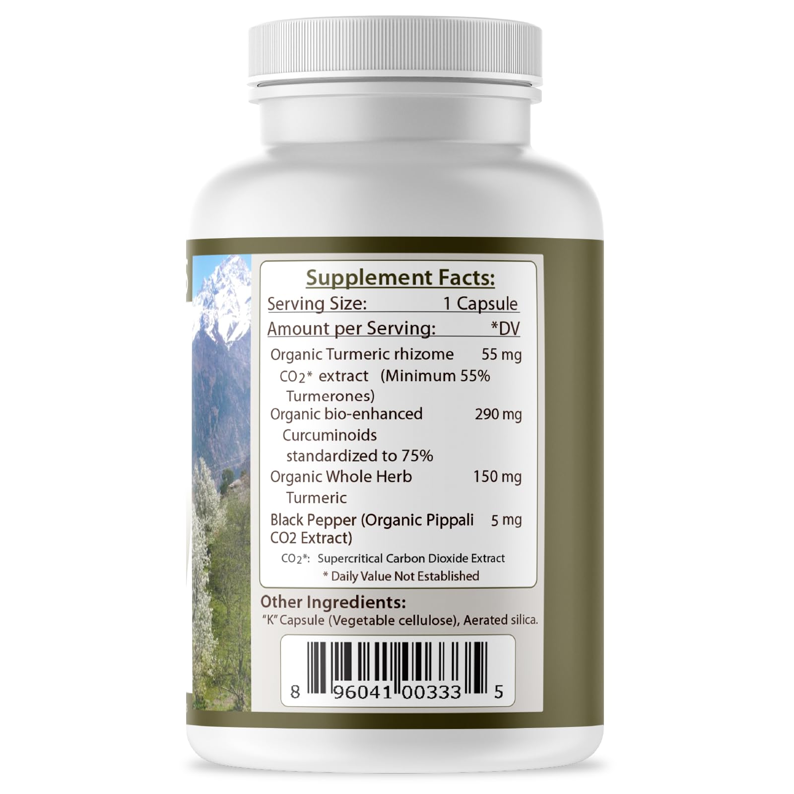 Tattva's Herbs Turmeric Curcumin 2-pack top view reveals generous capsule count.