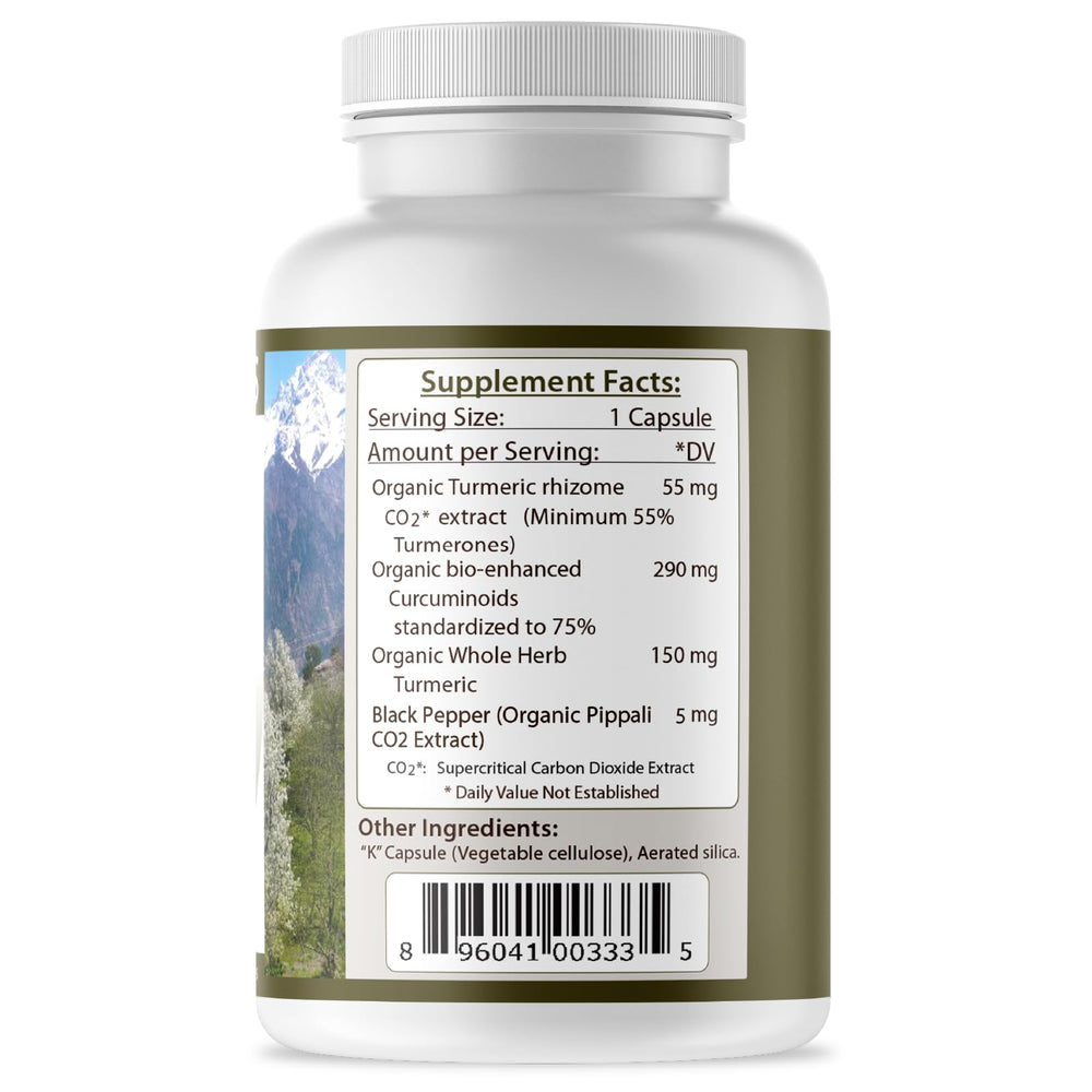 Tattva's Herbs Turmeric Curcumin 2-pack top view reveals generous capsule count.