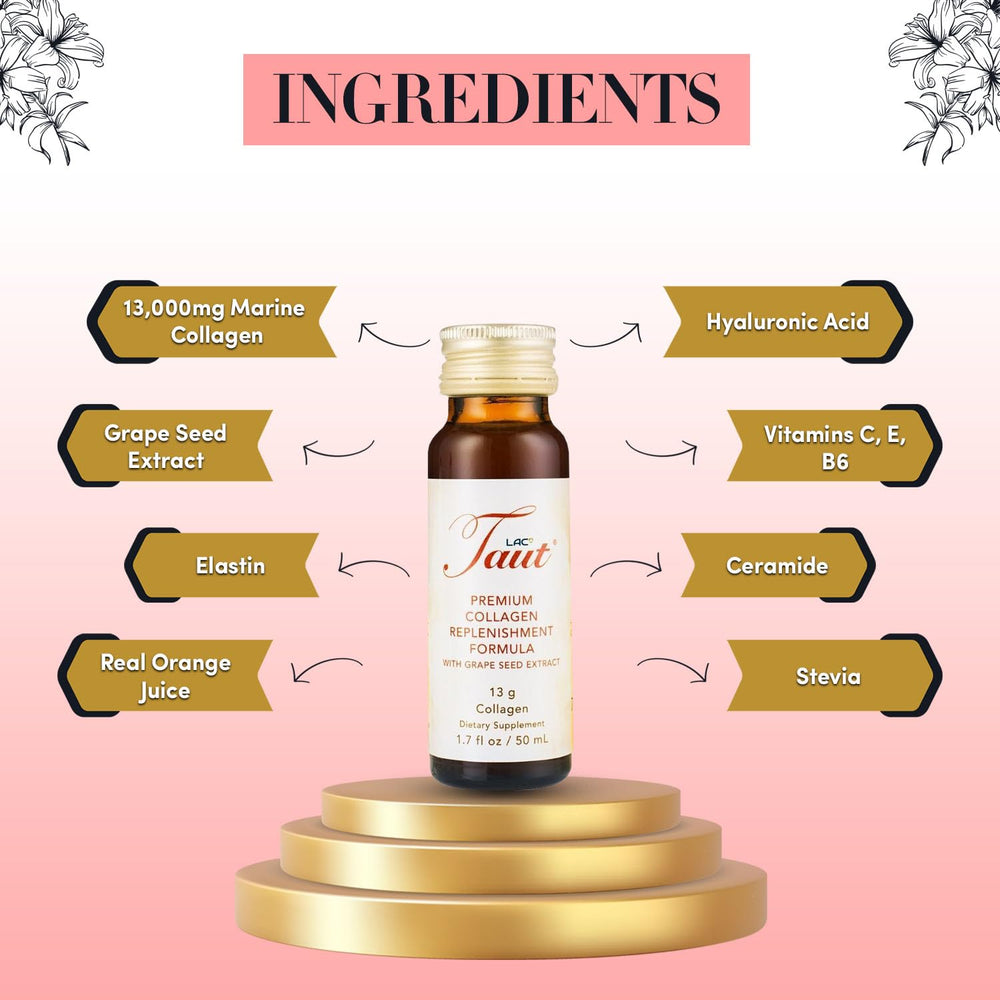TAUT Liquid Collagen pour shot captures easy daily use and absorption.