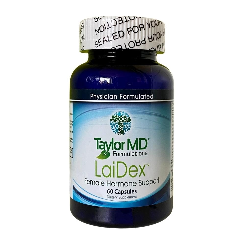 Taylor MD LaiDex RX bottle with 60 capsules supporting hormone balance.