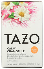 TAZO Calm Chamomile tea bags in a box for a relaxing evening ritual