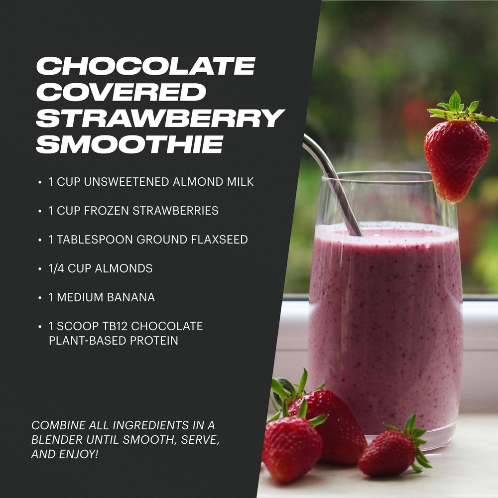 TB12 bottle and scoop ready to blend plant-based protein
