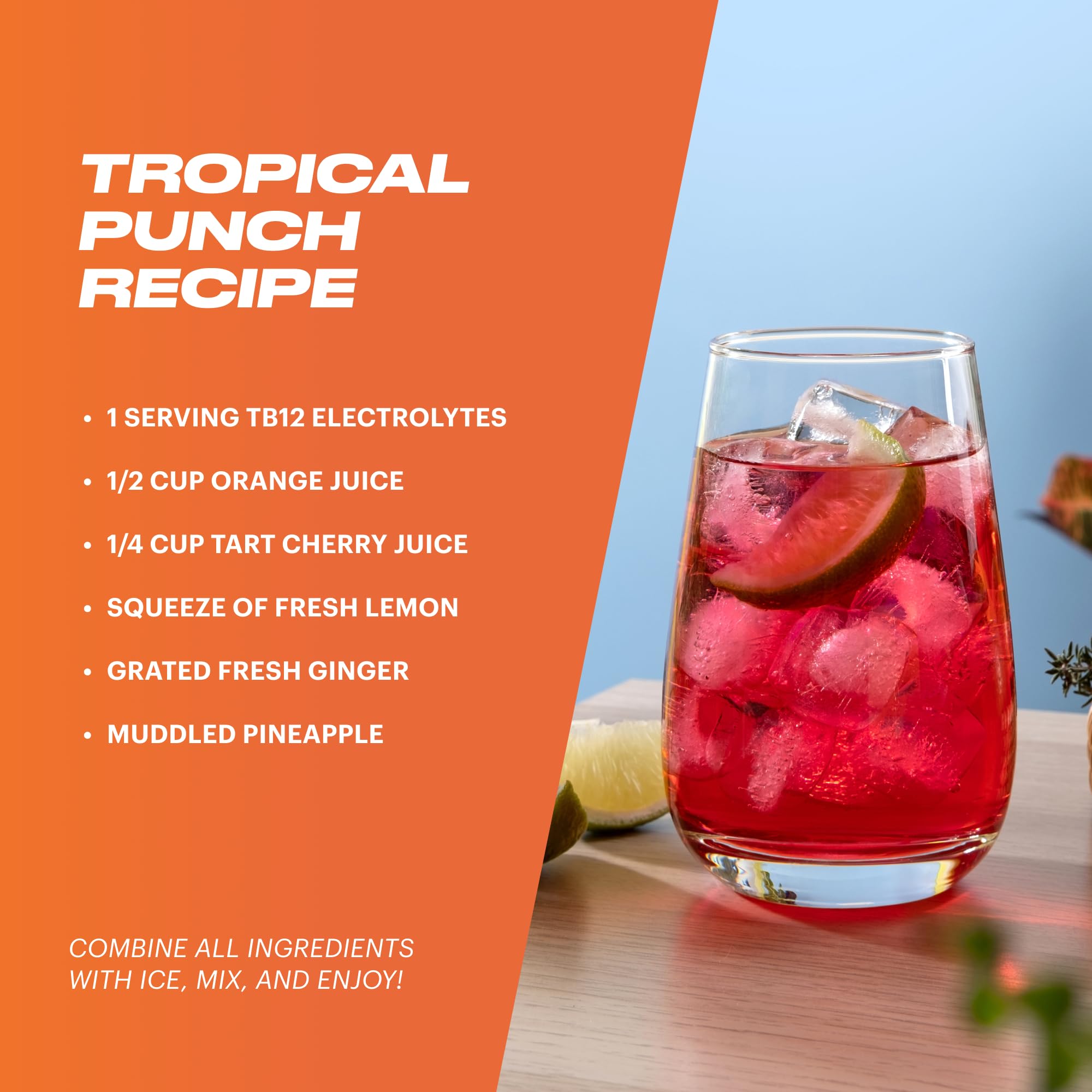 Close-up of TB12 Peach Mango label detailing natural ingredients