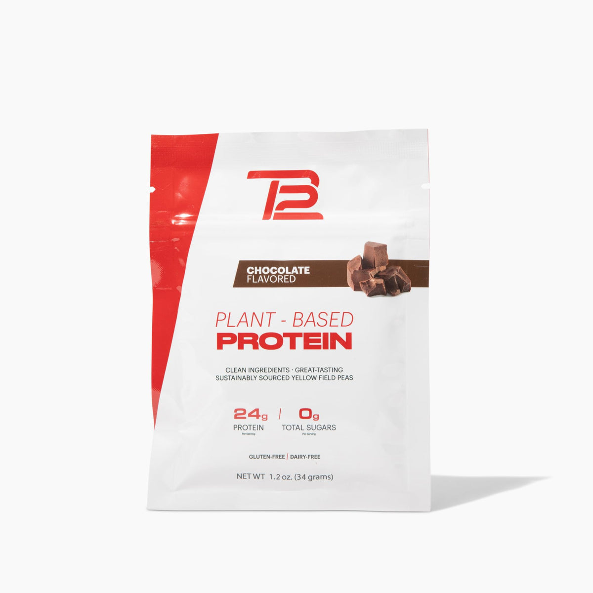 TB12 plant-based chocolate protein powder tub for lean muscle support