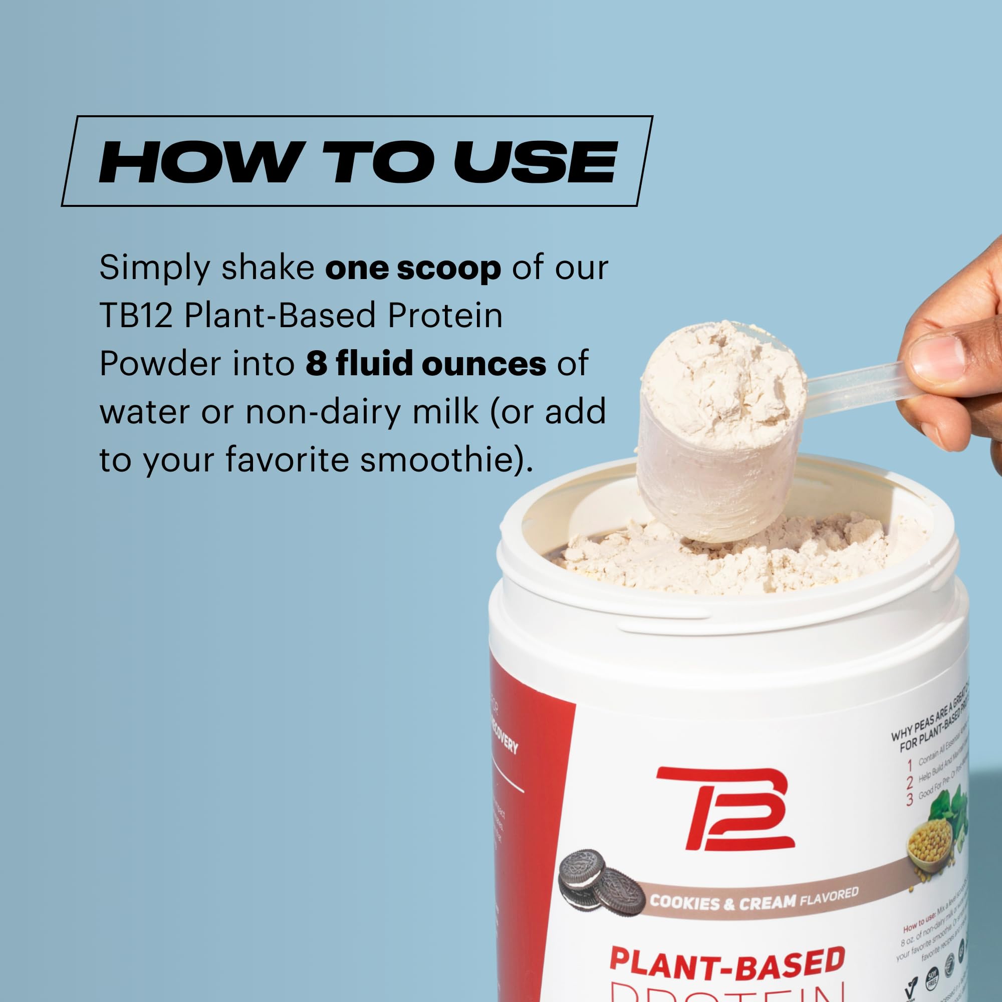 TB12 post-workout recovery shake setup showing 24 g protein and low sugar