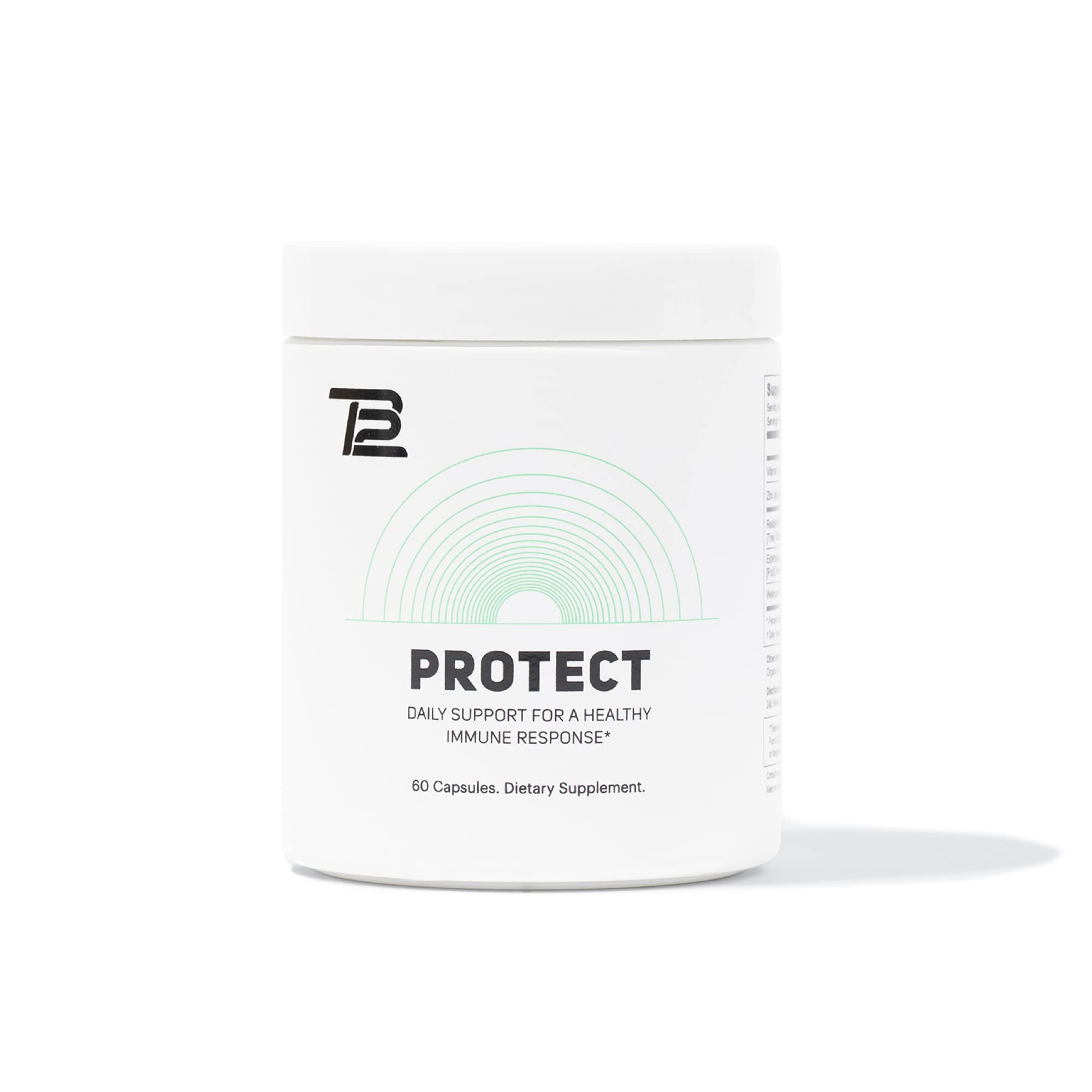 TB12 Protect bottle close-up highlighting daily immune support for active lifestyles