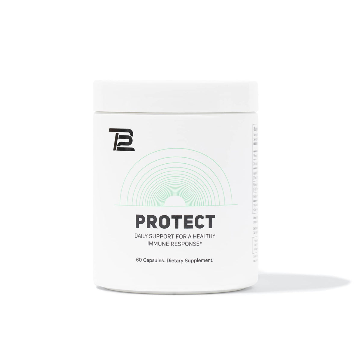 TB12 Protect bottle close-up highlighting daily immune support for active lifestyles