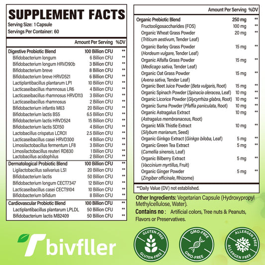 Tbivfller Probiotics 24 strains label shows diverse gut bacteria options