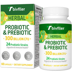 Tbivfller Probiotics 300B CFU bottle highlights daily gut support