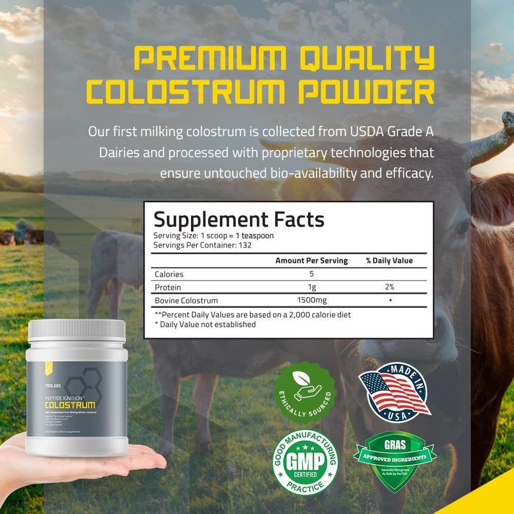 TBR Labs Colostrum powder image representing grass-fed source for natural nutrition.