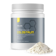 TBR Labs Colostrum powder bottle front view for gut health support.