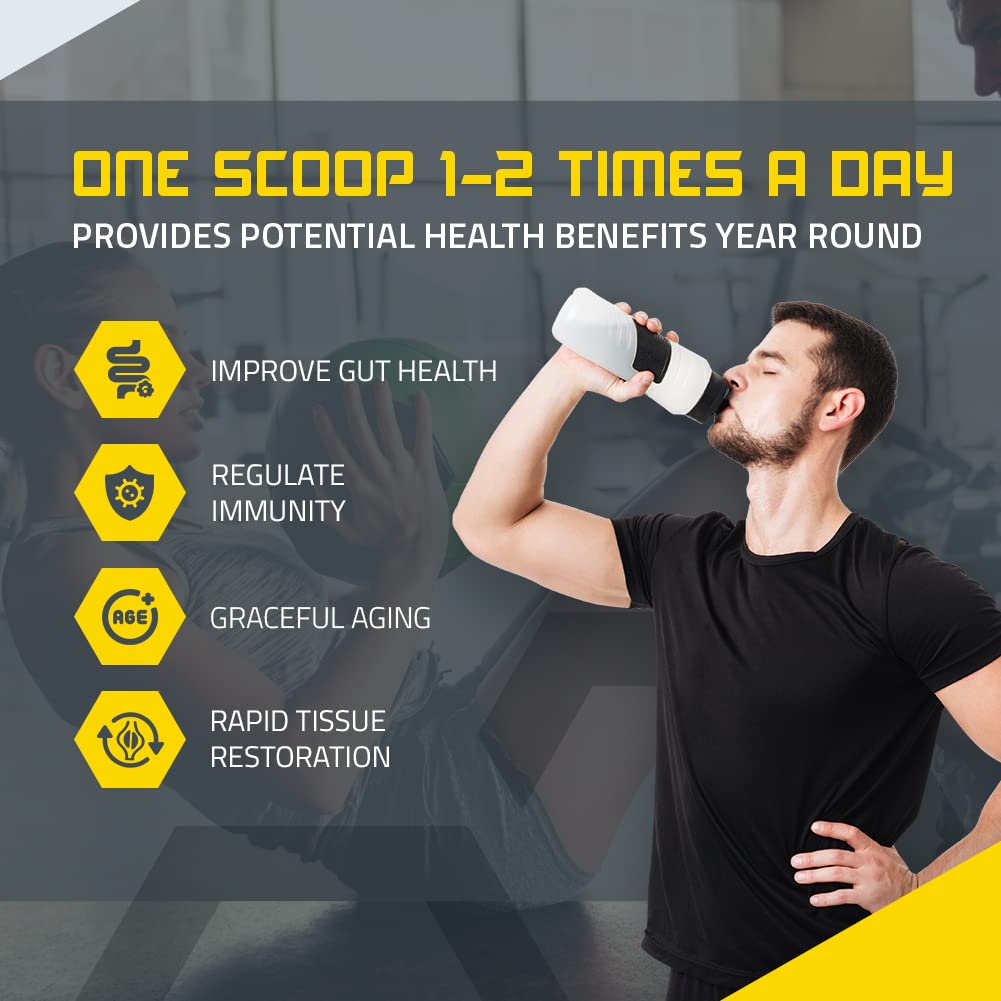 TBR Labs Colostrum powder poured into a glass for hydration.