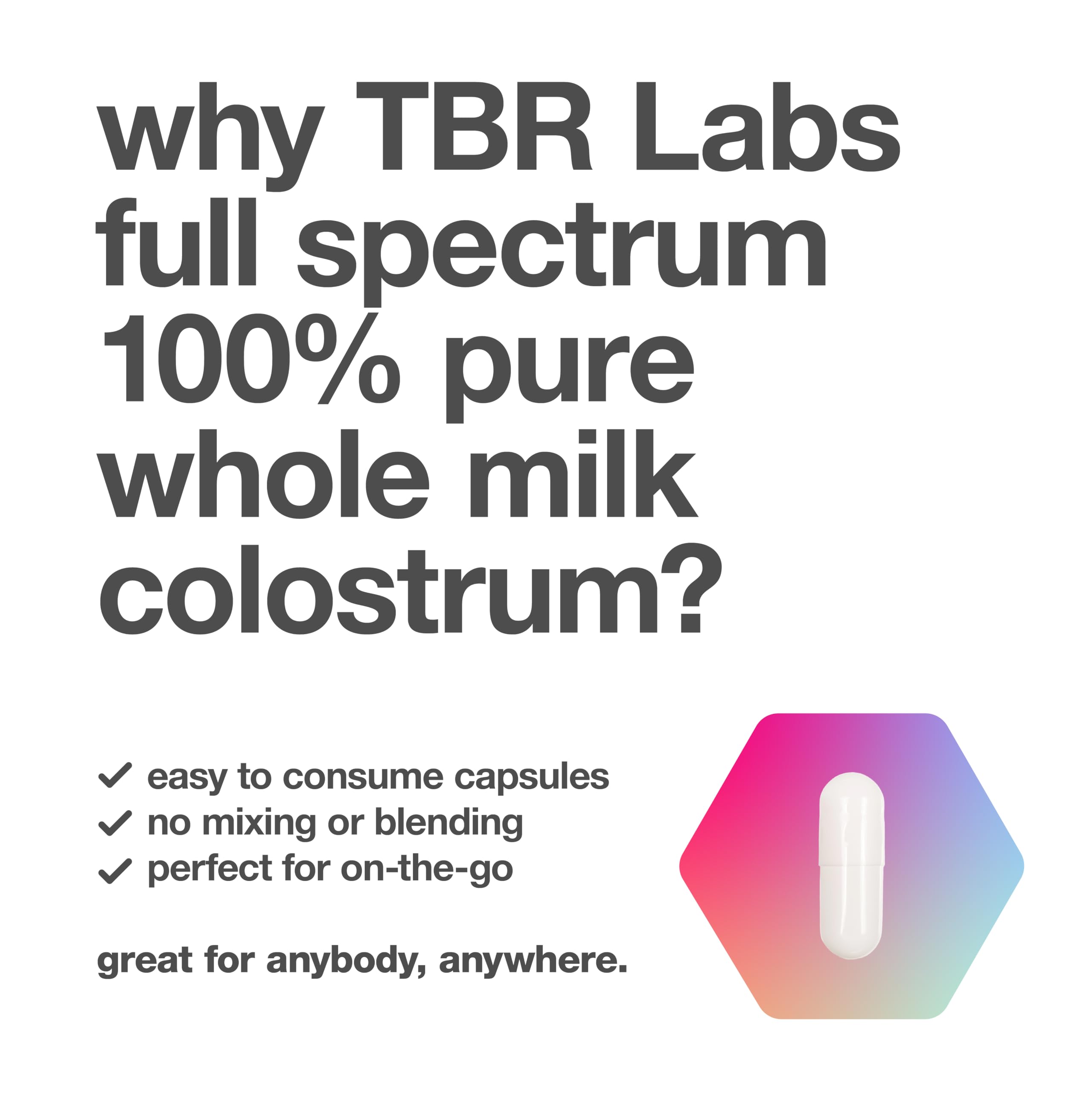 TBR Labs USA-sourced dairy origin noted on container for quality accountability.