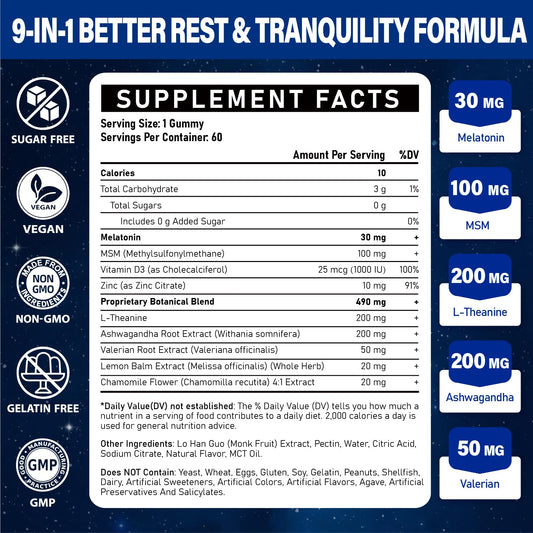 Close-up of the bottle label on Tcemundry melatonin gummies