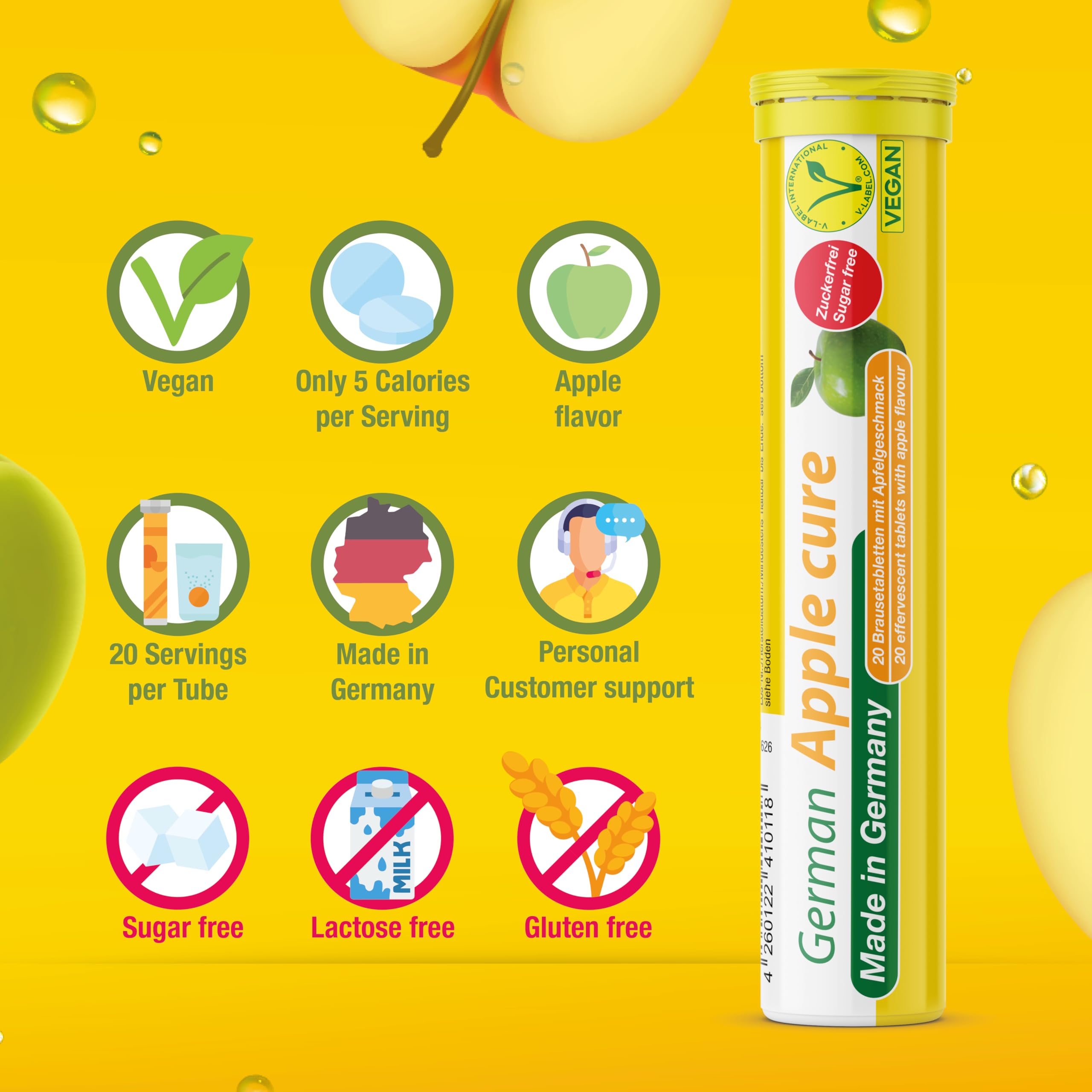 T&D Apple Cure tubes packaging for 240 servings on the go