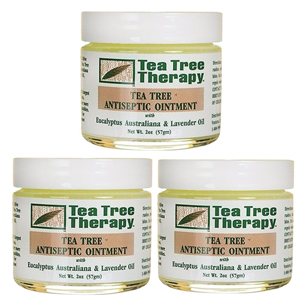 Tea Tree Therapy antiseptic ointment texture closeup for soothing skin care.