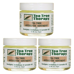 Tea Tree Therapy antiseptic ointment texture closeup for soothing skin care.