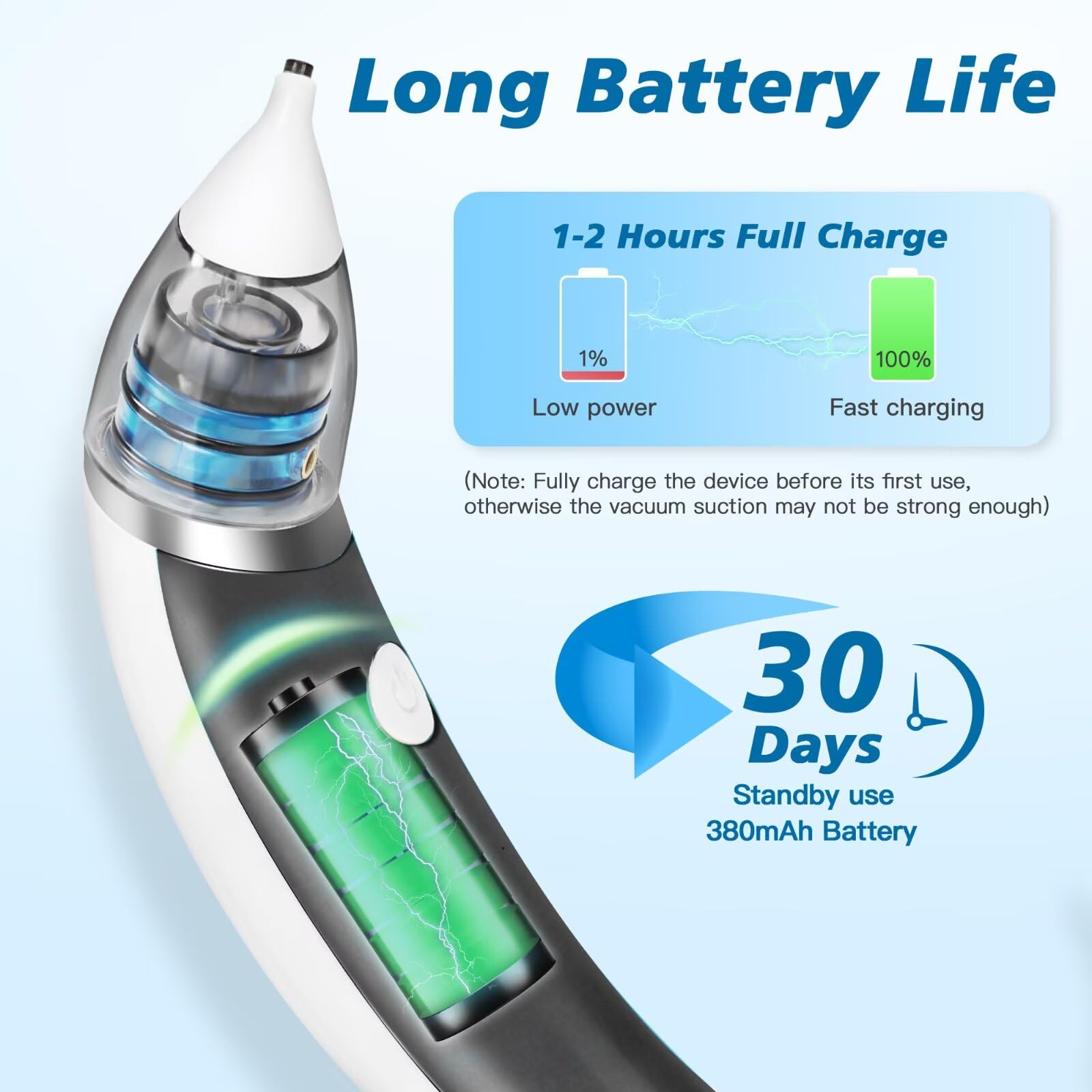 TEADZ ear vacuum features a detachable body and waterproof design for easy cleaning.