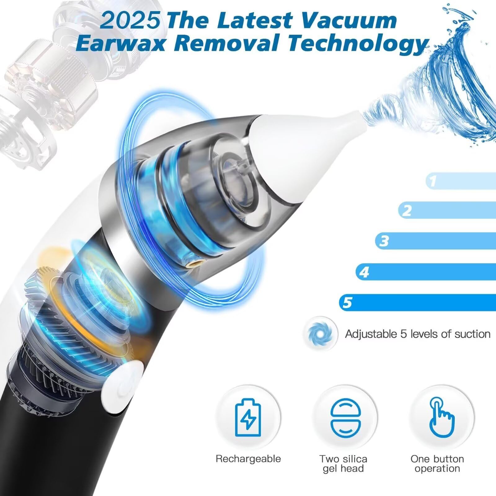TEADZ Ear Vacuum with soft silicone head provides comfortable earwax removal.