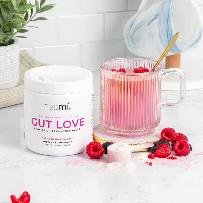 Teami Gut Love ingredients list shows seven probiotic strains.