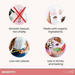 Teami Vegan Chocolate Protein Powder baking-bowl illustrates versatile kitchen use