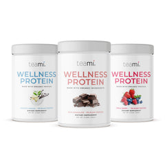 Teami Vegan Chocolate Protein Powder front-packaging highlights plant-based protein