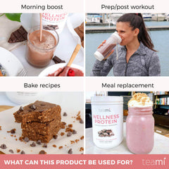 Teami Vegan Chocolate Protein Powder ingredients-label highlights clean, dairy-free formulation
