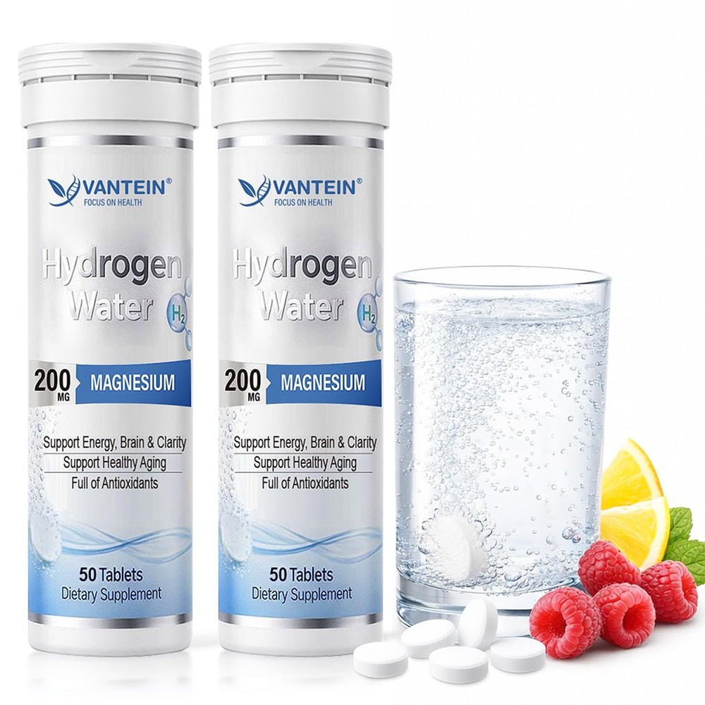 TEATTY H2 tablets bottle closeup, compact dosage for daily hydration.
