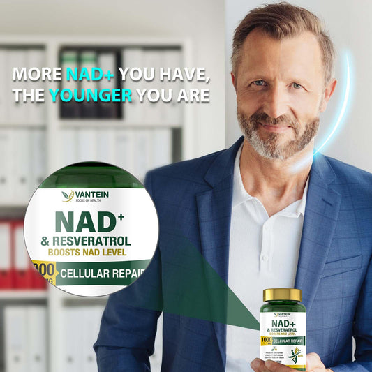 TEATTY NAD+ Plus capsules closeup; easy-to-take capsules for daily energy and metabolic support.