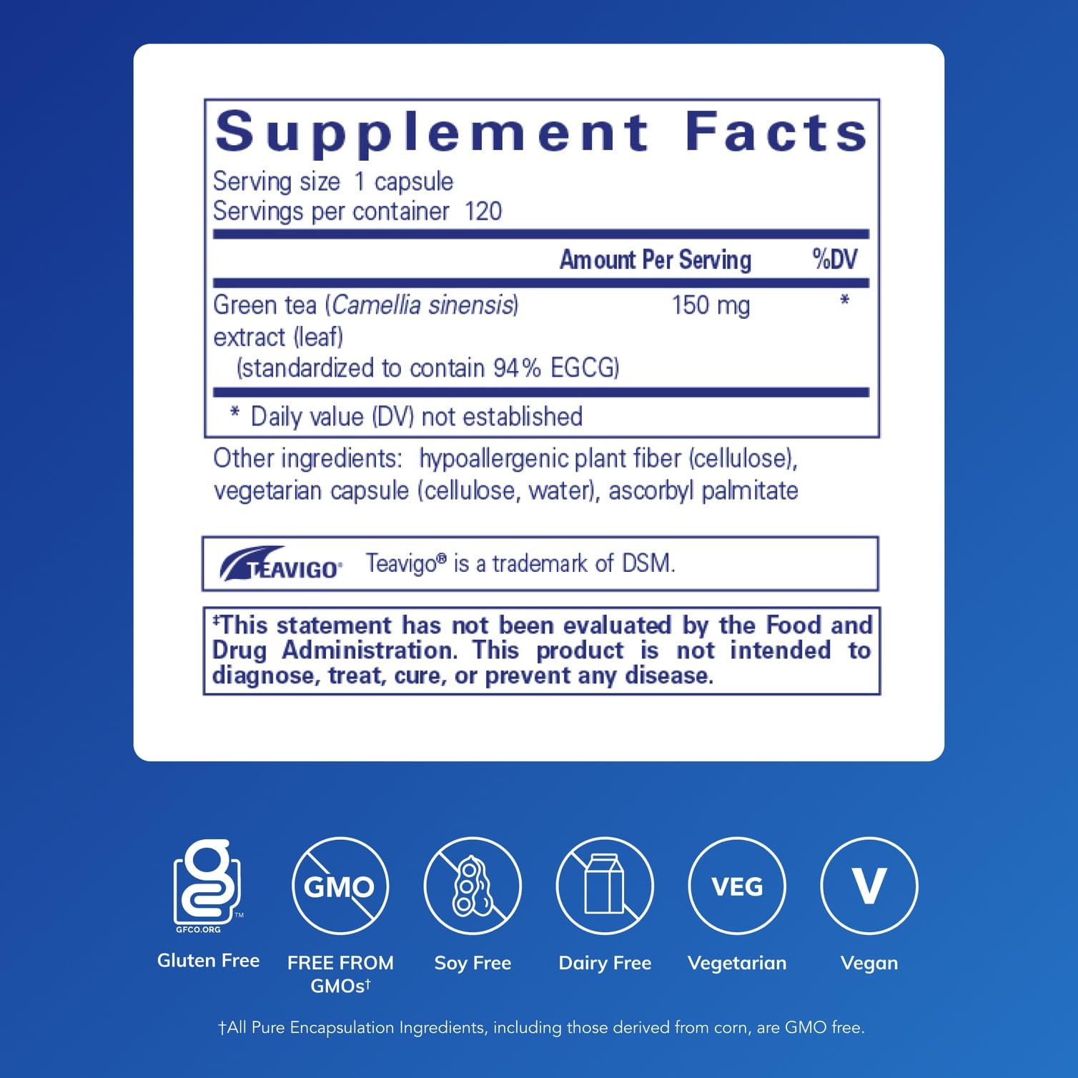 Teavigo capsules closeup shows hypoallergenic formulation and clean ingredients.