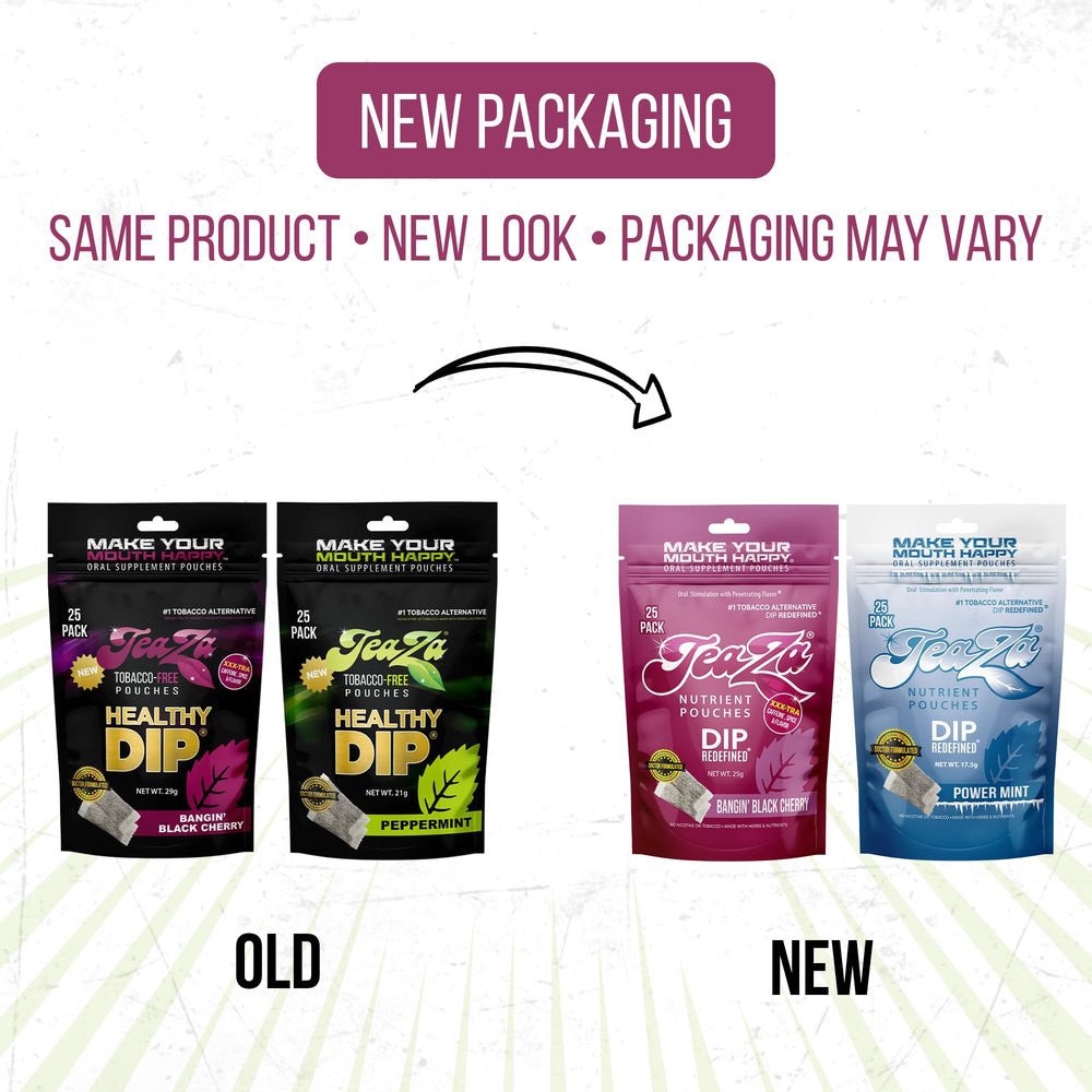 TeaZa Bangin Black Cherry pouch delivers fruity flavor with a smooth, convenient pick-me-up.