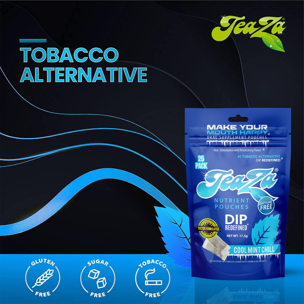 TeaZa Cool Mint Chill in mouth shot showing easy, discreet use.
