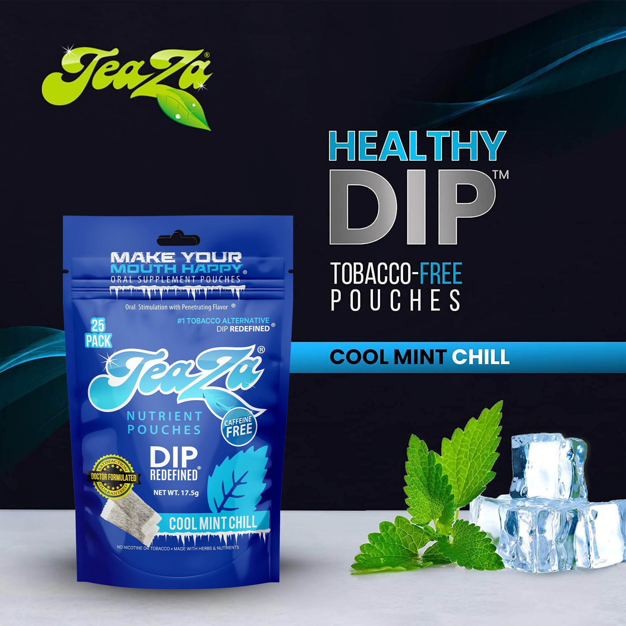 TeaZa Cool Mint Chill pack on desk for quick lift.