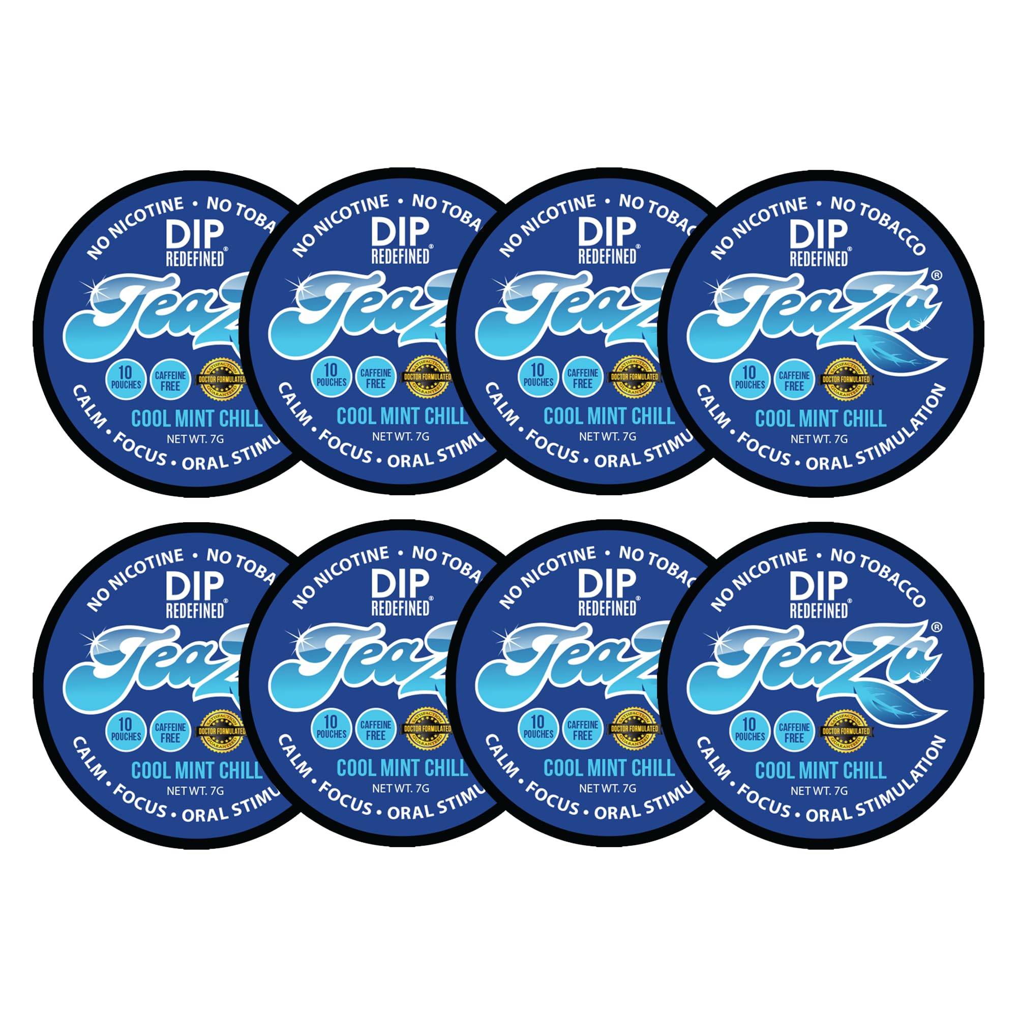 TeaZa Cool Mint Chill pouch shows refreshing mint flavor for tobacco-free satisfaction.