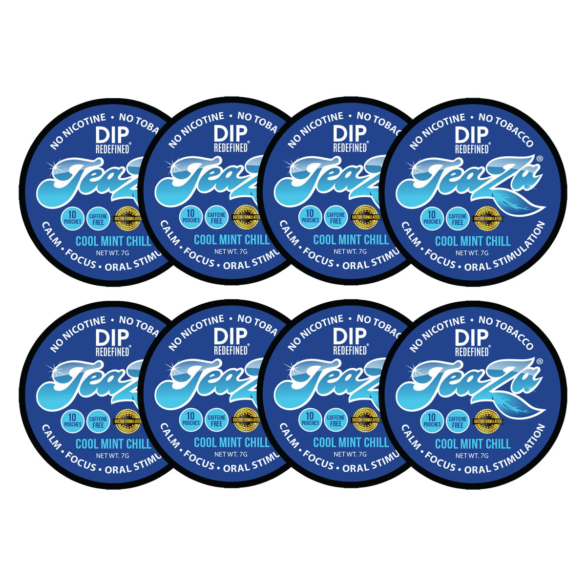 TeaZa Cool Mint Chill pouch shows refreshing mint flavor for tobacco-free satisfaction.